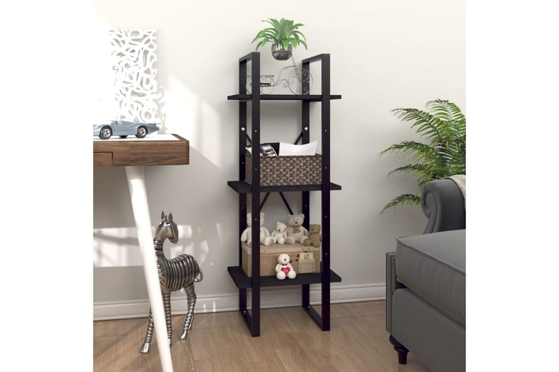 3-tasoinen kirjahylly musta 40x30x105 cm lastulevy - Musta - Säilytys - Hylly - Kirjahylly