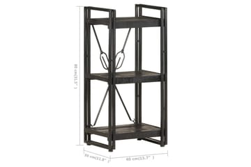 3-tasoinen kirjahylly musta 40x30x80 cm täysi mangopuu - Säilytys - Hylly - Kirjahylly