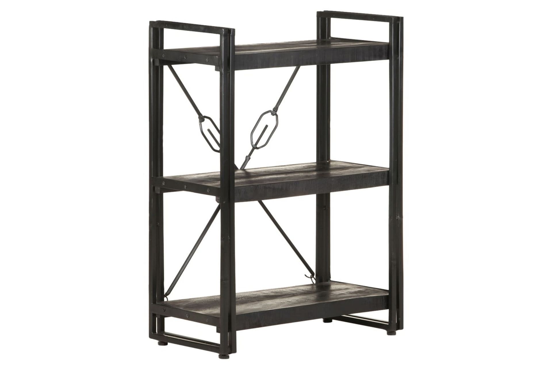 3-tasoinen kirjahylly musta 60x30x80 cm täysi mangopuu - Säilytys - Hylly - Kirjahylly