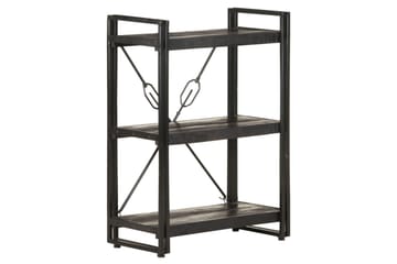 3-tasoinen kirjahylly musta 60x30x80 cm täysi mangopuu - Säilytys - Hylly - Kirjahylly