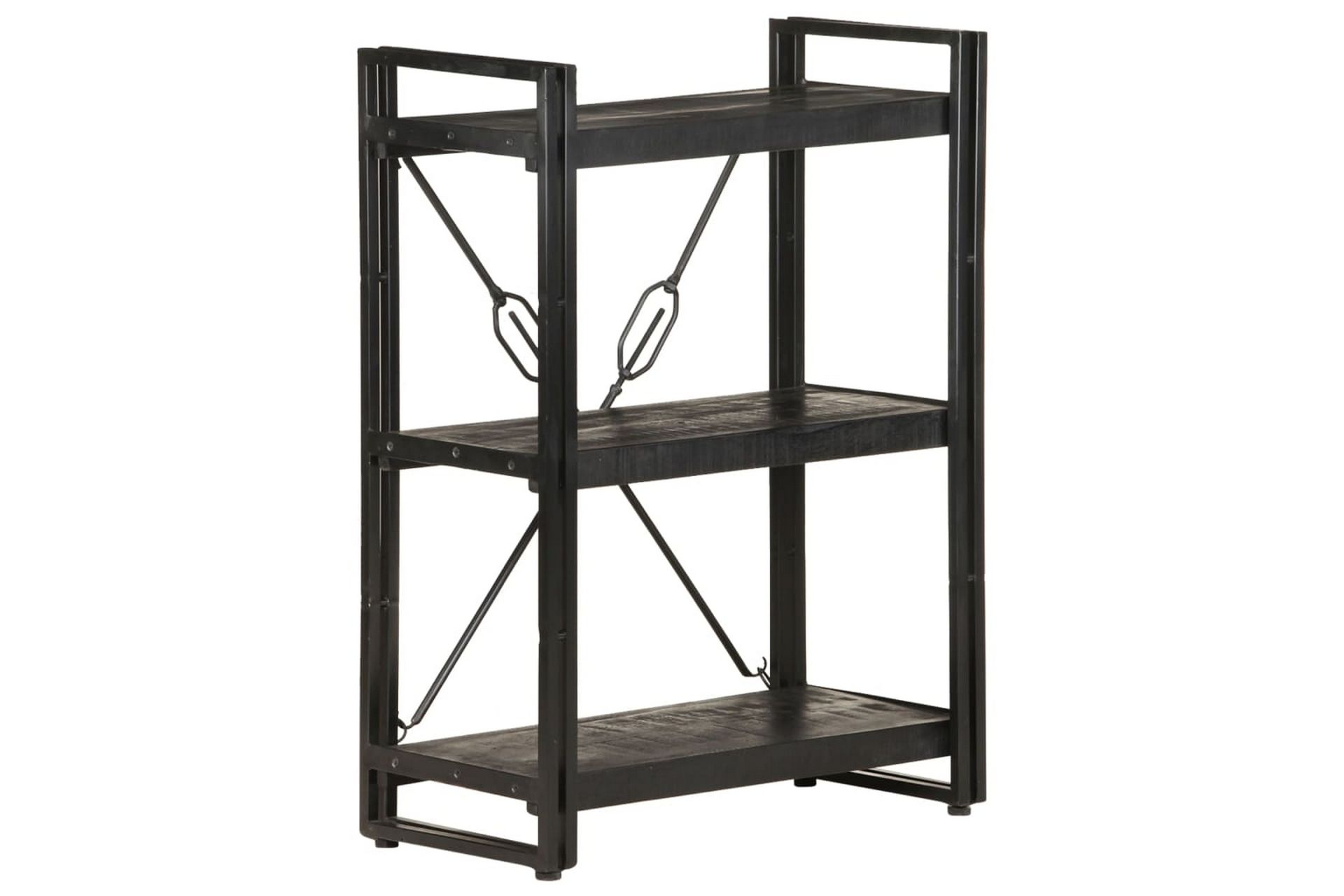 3-tasoinen kirjahylly musta 60x30x80 cm täysi mangopuu - Säilytys - Hylly - Kirjahylly