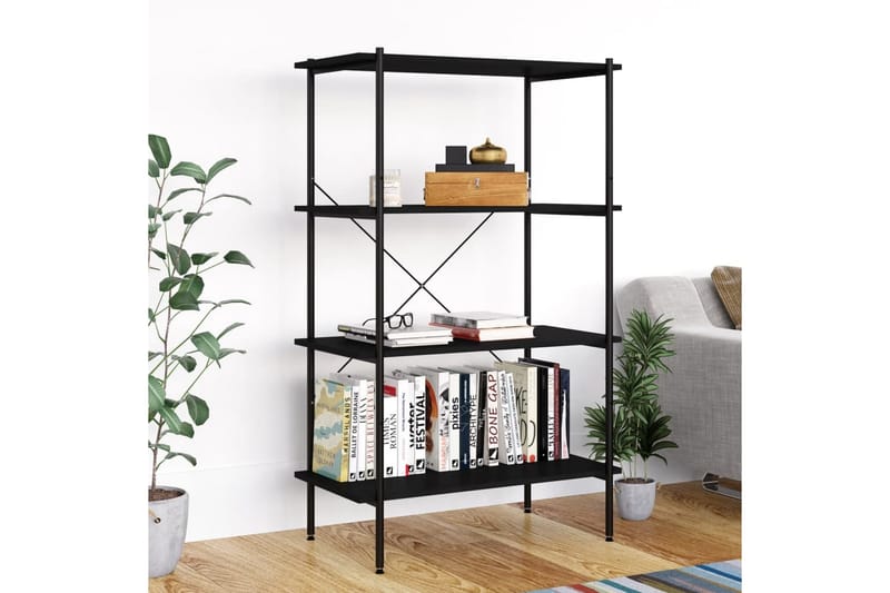 4-kerroksinen Hyllykkö musta 80x40x130 cm - Säilytys - Hylly - Säilytyshylly - Varastohylly