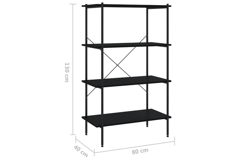 4-kerroksinen Hyllykkö musta 80x40x130 cm - Säilytys - Hylly - Säilytyshylly - Varastohylly