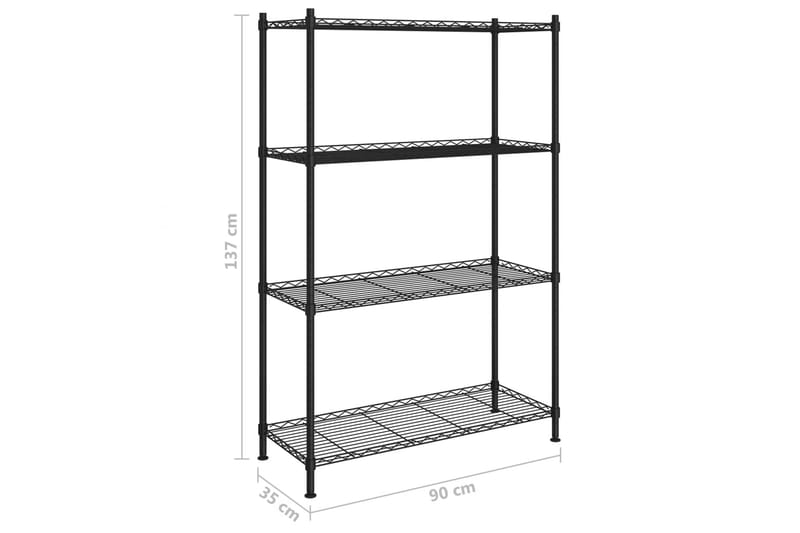 4-kerroksinen varastohylly 90x35x137 cm musta 200 kg - Musta - Säilytys - Hylly - Seinähylly