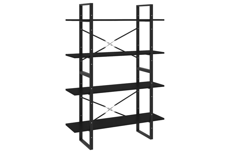 4-tasoinen kirjahylly musta 100x30x140 cm lastulevy - Kirjahylly - Hylly