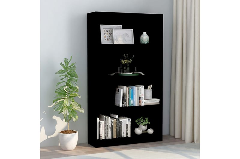 4-tasoinen kirjahylly musta 80x24x142 cm lastulevy - Musta - Säilytys - Hylly - Kirjahylly