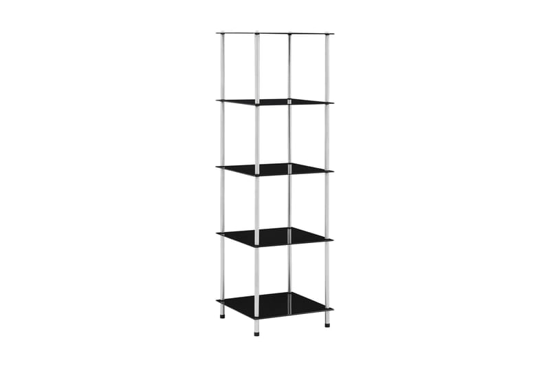5-kerroksinen hylly musta 40x40x130 cm karkaistu lasi - Säilytys - Hylly - Kirjahylly
