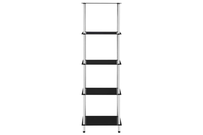 5-kerroksinen hylly musta 40x40x130 cm karkaistu lasi - Säilytys - Hylly - Kirjahylly