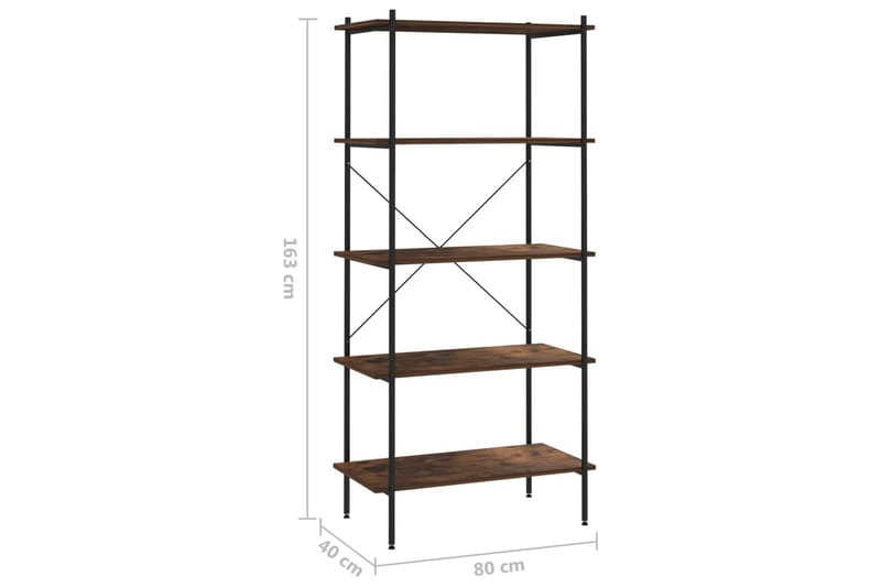 5-kerroksinen Hyllykkö musta ja tumma puu 80x40x163 cm - Säilytys - Hylly - Säilytyshylly - Varastohylly