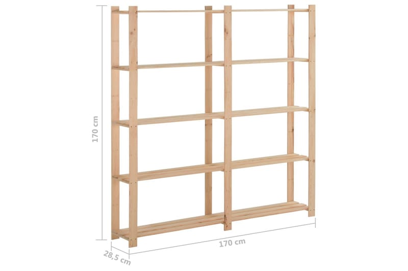 5-kerroksinen varastohylly 170x28,5x170 cm täysi mänty - Ruskea - Säilytys - Hylly - Säilytyshylly - Varastohylly