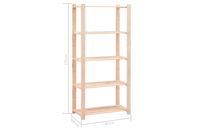 5-kerroksinen varastohylly 80x38x170 cm täysi mänty 250 kg - Beige - Säilytys - Hylly - Säilytyshylly - Varastohylly