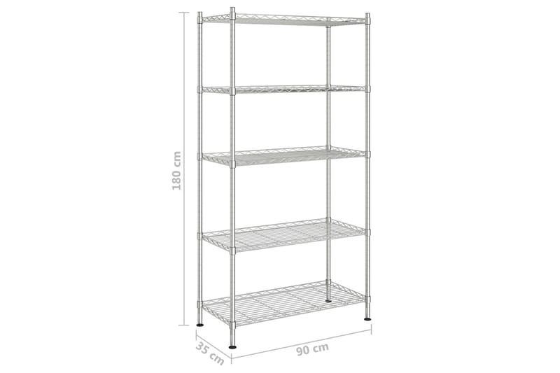5-kerroksinen varastohylly 90x35x180 cm kromi 250 kg - Hopea - Säilytys - Hylly - Seinähylly