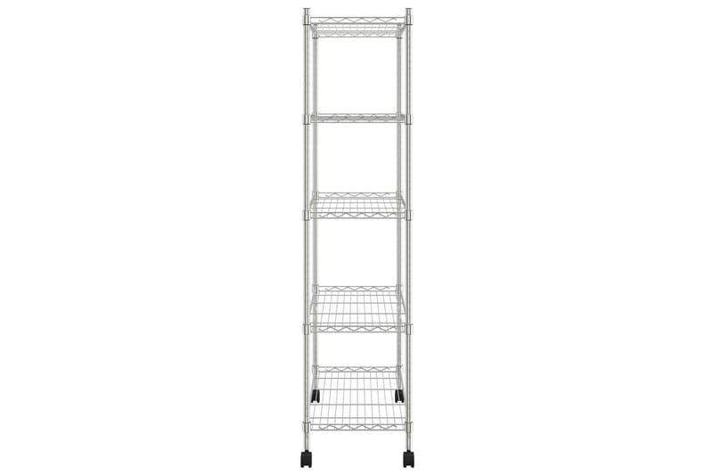 5-kerroksinen varastohylly pyörillä 75x35x155 cm kromi 250 k - Hopea - Säilytys - Hylly - Seinähylly