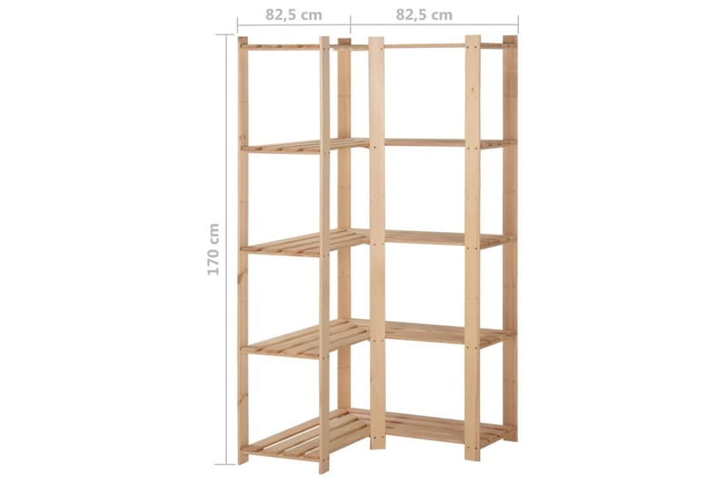 5-kerroksinen varaston kulmahylly 82,5x82,5x170 cm - Ruskea - Säilytys - Hylly - Kulmahylly