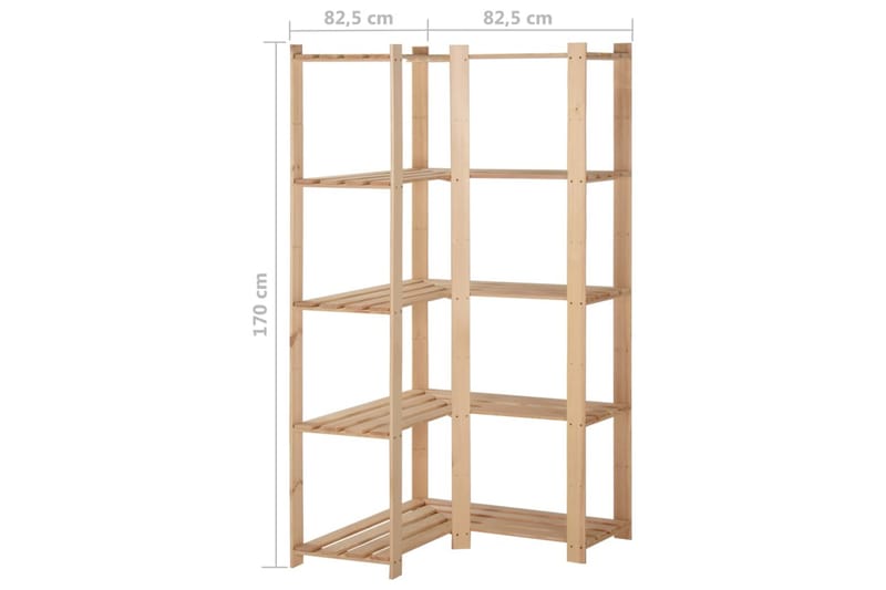 5-kerroksinen varaston kulmahylly 82,5x82,5x170 cm - Ruskea - Kulmahylly - Hylly - Keittiöhylly