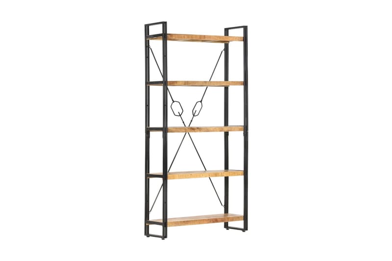 5-tasoinen kirjahylly 90x30x180 cm täysi mangopuu - Ruskea - Säilytys - Hylly - Kirjahylly