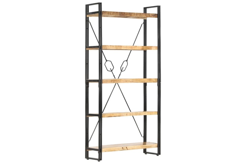 5-tasoinen kirjahylly 90x30x180 cm täysi mangopuu - Ruskea - Säilytys - Hylly - Kirjahylly