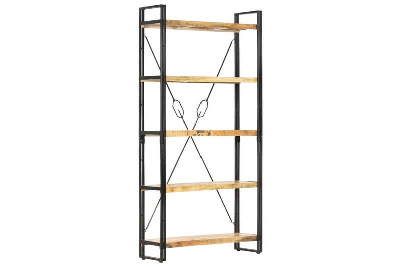 5-tasoinen kirjahylly 90x30x180 cm täysi mangopuu - Ruskea - Säilytys - Hylly - Kirjahylly