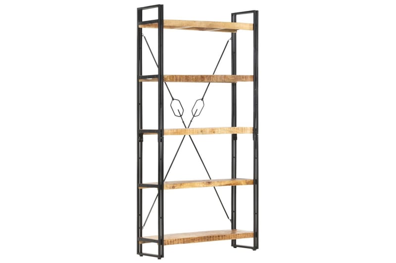 5-tasoinen kirjahylly 90x30x180 cm täysi mangopuu - Ruskea - Säilytys - Hylly - Kirjahylly