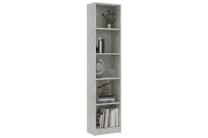5-tasoinen kirjahylly betoninharmaa 40x24x175 cm lastulevy - Harmaa - Säilytys - Hylly - Kirjahylly