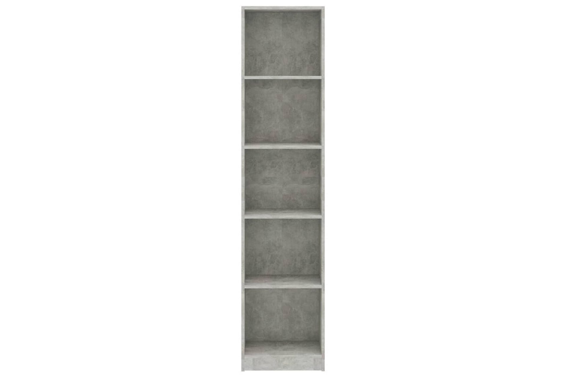 5-tasoinen kirjahylly betoninharmaa 40x24x175 cm lastulevy - Harmaa - Säilytys - Hylly - Kirjahylly