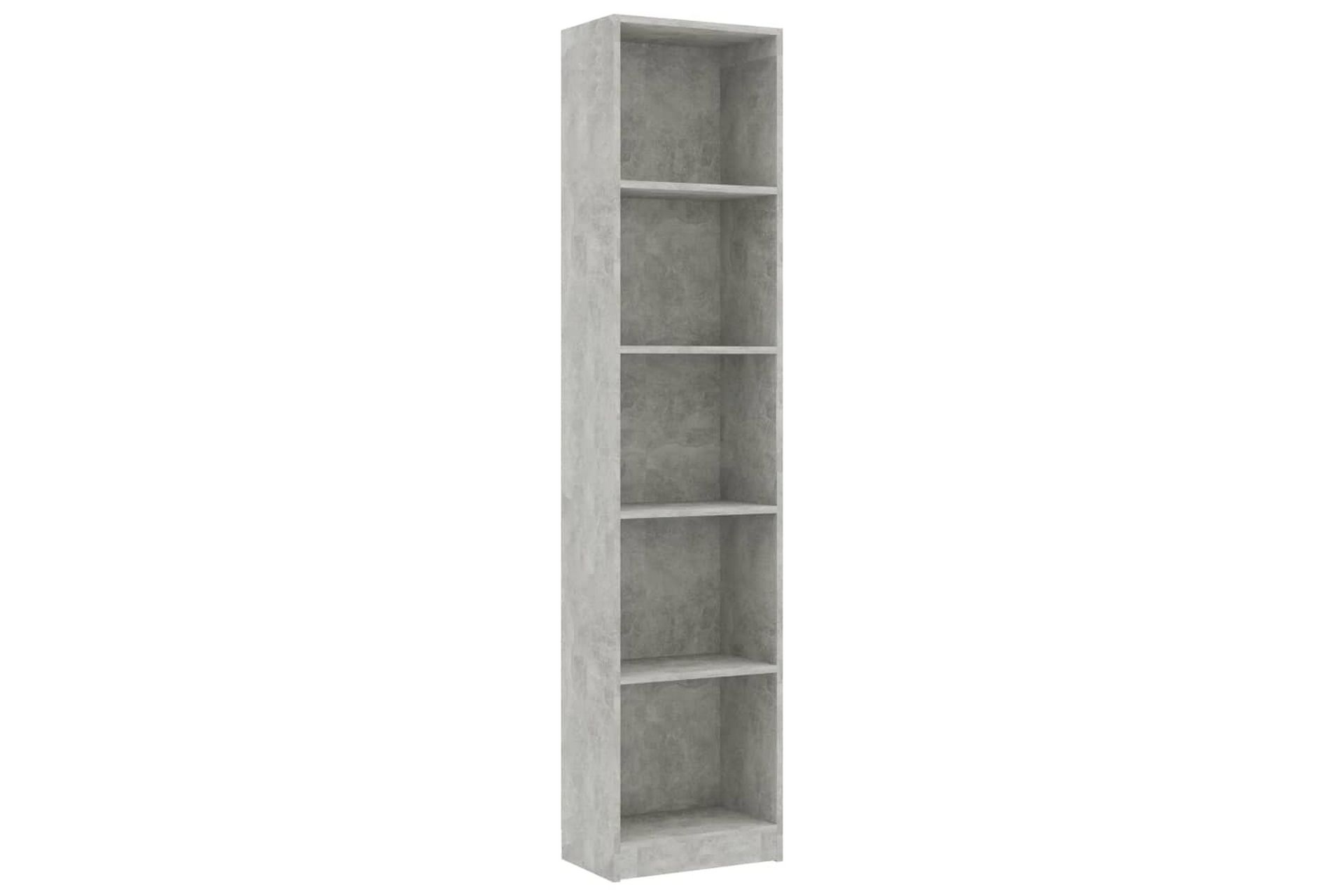 5-tasoinen kirjahylly betoninharmaa 40x24x175 cm lastulevy - Harmaa - Säilytys - Hylly - Kirjahylly