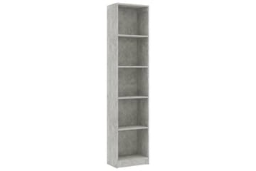 5-tasoinen kirjahylly betoninharmaa 40x24x175 cm lastulevy - Harmaa - Säilytys - Hylly - Kirjahylly