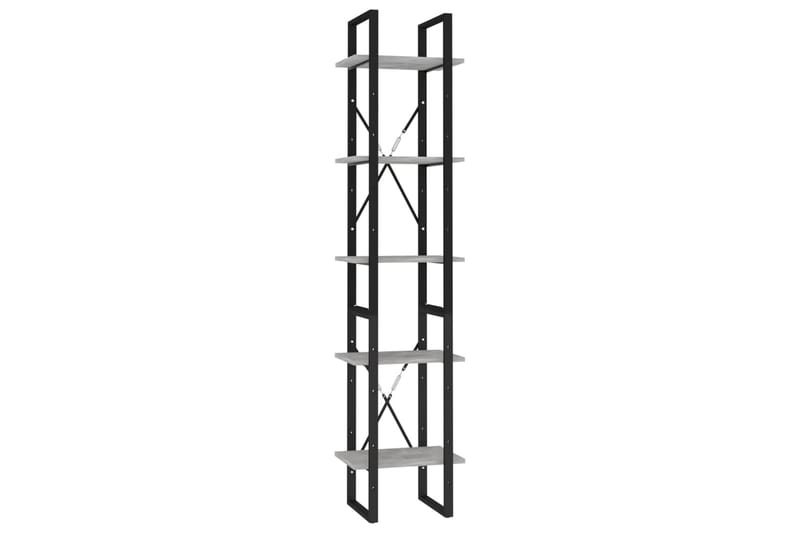 5-tasoinen kirjahylly betoninharmaa 40x30x175 cm lastulevy - Harmaa - Säilytys - Hylly - Kirjahylly