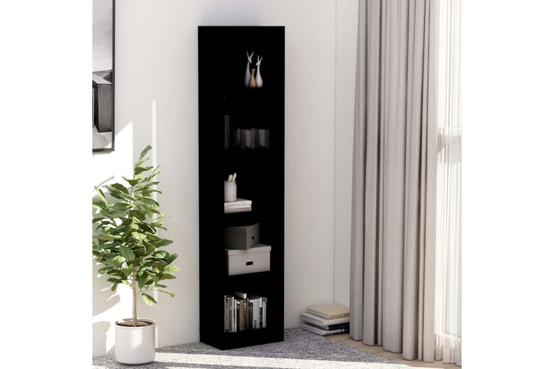5-tasoinen kirjahylly musta 40x24x175 cm lastulevy - Musta - Säilytys - Hylly - Kirjahylly