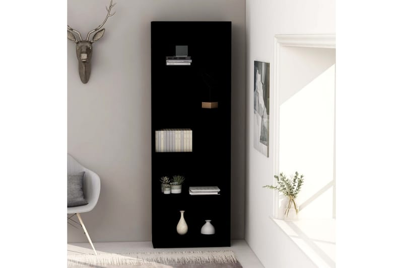 5-tasoinen kirjahylly musta 60x24x175 cm lastulevy - Musta - Säilytys - Hylly - Kirjahylly
