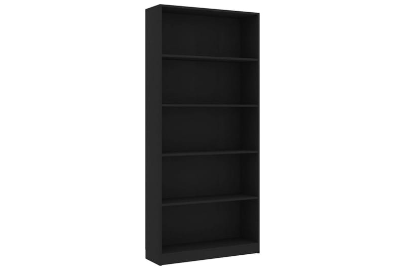 5-tasoinen kirjahylly musta 80x24x175 cm lastulevy - Musta - Säilytys - Hylly - Kirjahylly