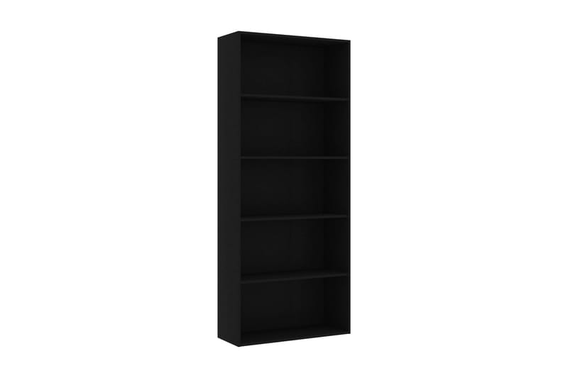 5-tasoinen kirjahylly musta 80x30x189 cm lastulevy - Musta - Säilytys - Hylly - Kirjahylly