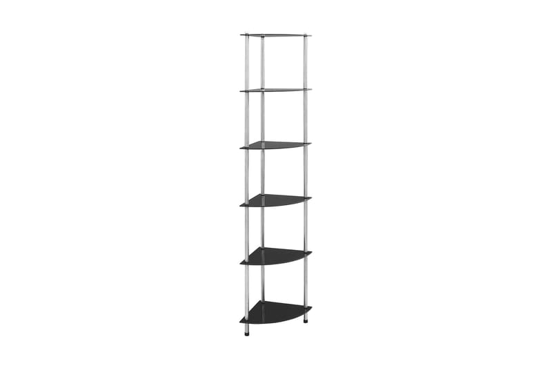 6-kerroksinen hylly musta 30x30x160 cm karkaistu lasi - Musta - Säilytys - Hylly - Kirjahylly