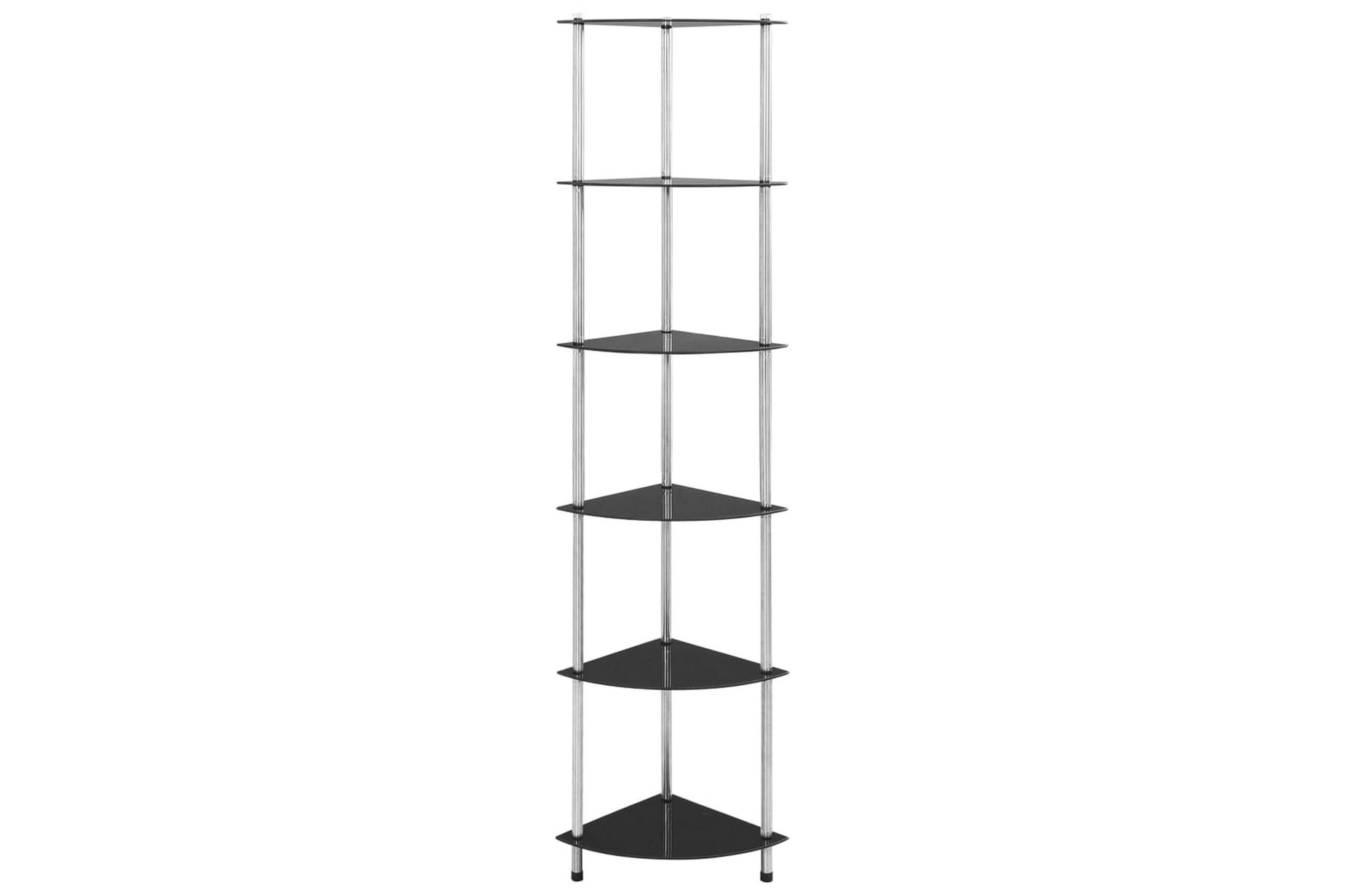 6-kerroksinen hylly musta 30x30x160 cm karkaistu lasi - Musta - Säilytys - Hylly - Kirjahylly