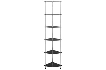 6-kerroksinen hylly musta 30x30x160 cm karkaistu lasi - Musta - Säilytys - Hylly - Kirjahylly