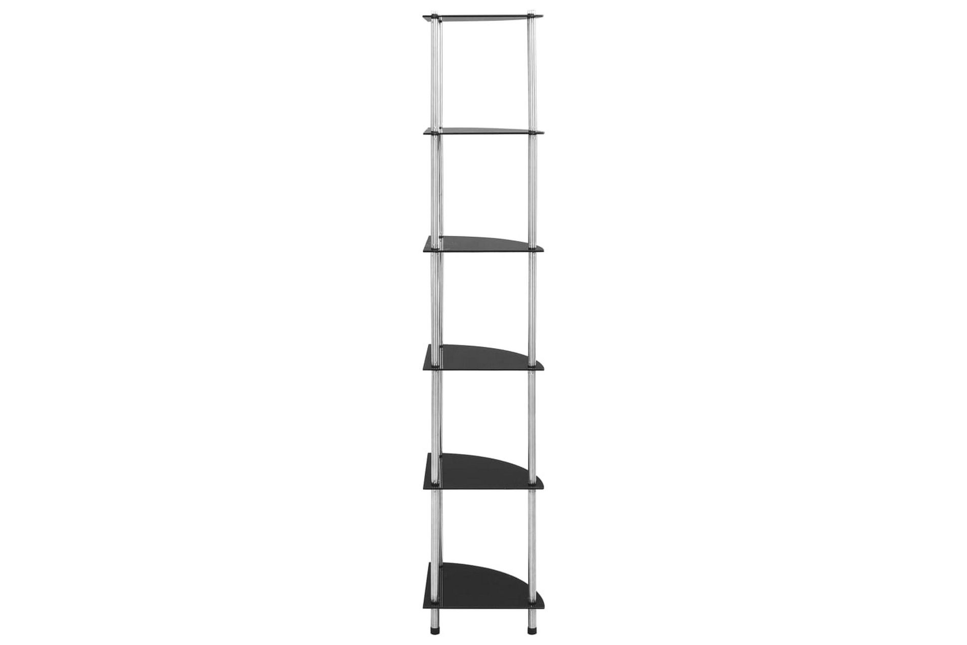 6-kerroksinen hylly musta 30x30x160 cm karkaistu lasi - Musta - Säilytys - Hylly - Kirjahylly