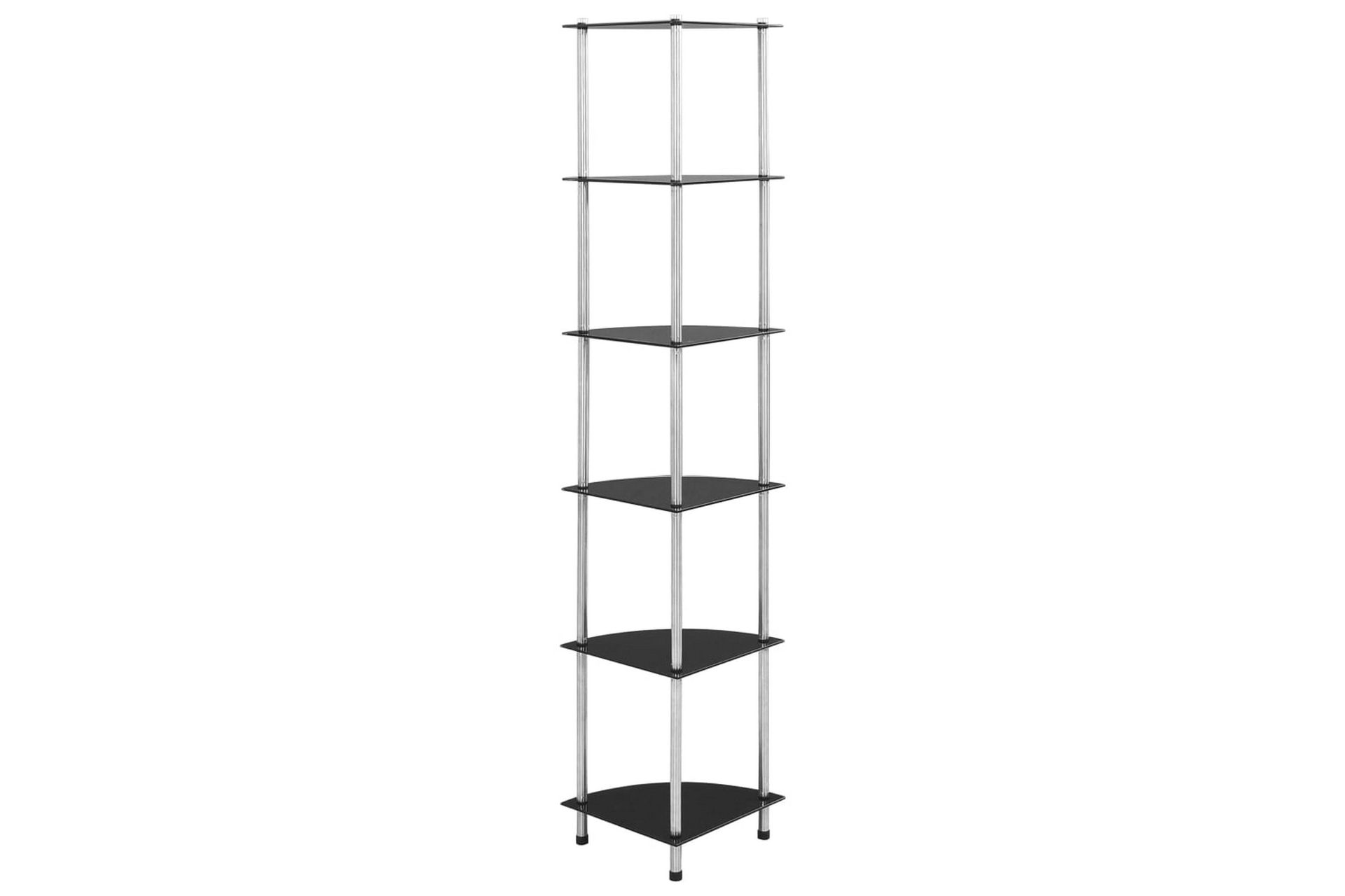 6-kerroksinen hylly musta 30x30x160 cm karkaistu lasi - Musta - Säilytys - Hylly - Kirjahylly