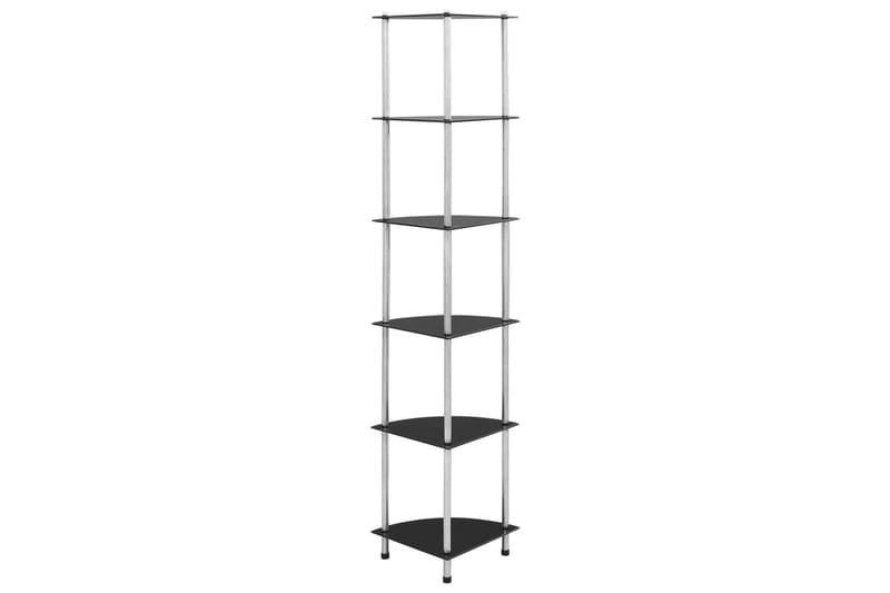 6-kerroksinen hylly musta 30x30x160 cm karkaistu lasi - Musta - Säilytys - Hylly - Kirjahylly