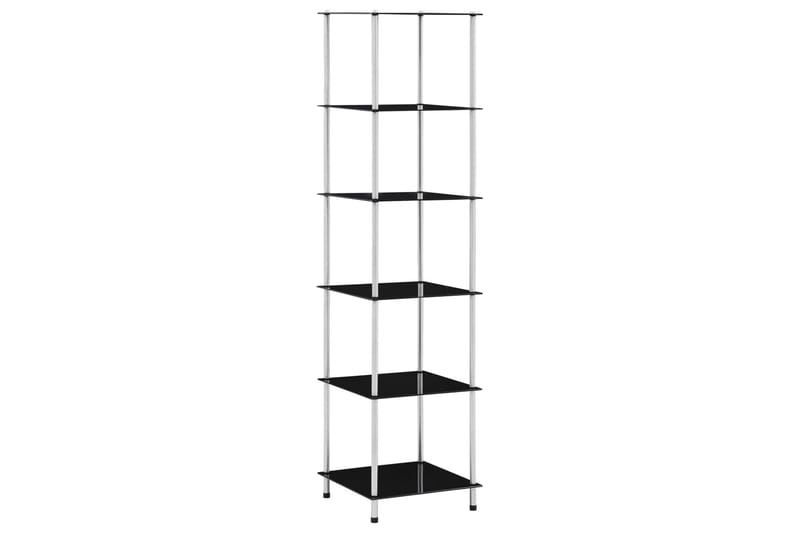 6-kerroksinen hylly musta 40x40x160 cm karkaistu lasi - Säilytys - Hylly - Kirjahylly