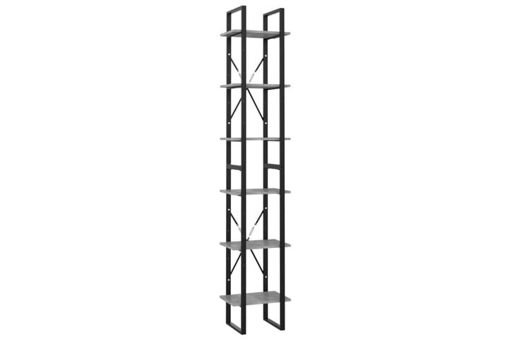 6-tasoinen kirjahylly betoninharmaa 40x30x210 cm lastulevy - Harmaa - Kirjahylly - Hylly