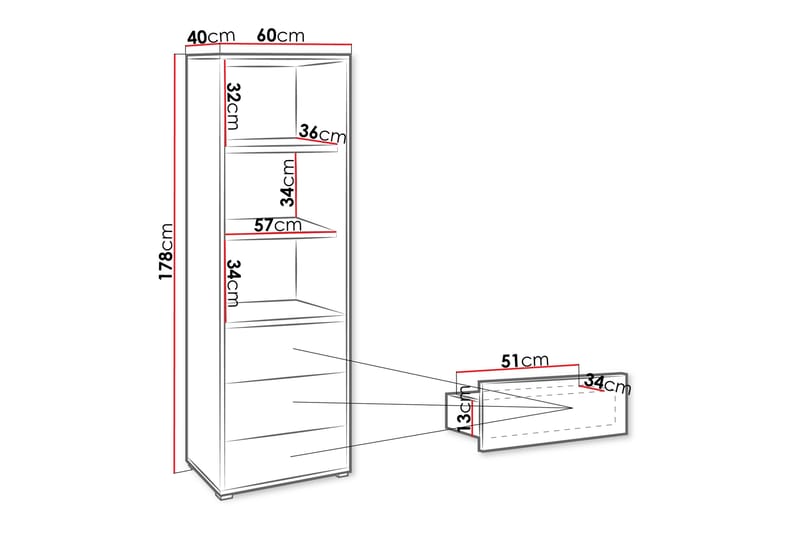 Agawal Kirjahylly 60 cm - Beige - Säilytys - Hylly - Kirjahylly