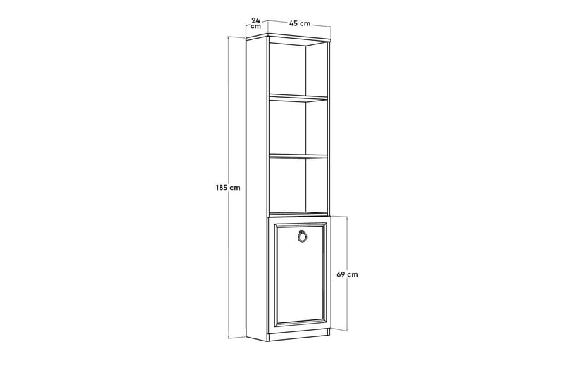 Ajkati kirjahylly 45x24 cm valkoinen - Hanah Home - Säilytys - Hylly - Kirjahylly