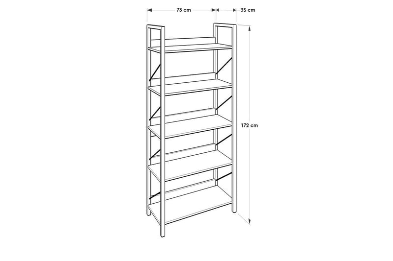 Ajkati kirjahylly 73 cm saksanpähkinä - Ruskea - Säilytys - Hylly - Kirjahylly