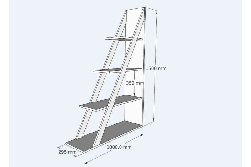 Ampelio kirjahylly 100 cm maalattua puuta - Valkoinen - S äilytys - Hylly - Kirjahylly
