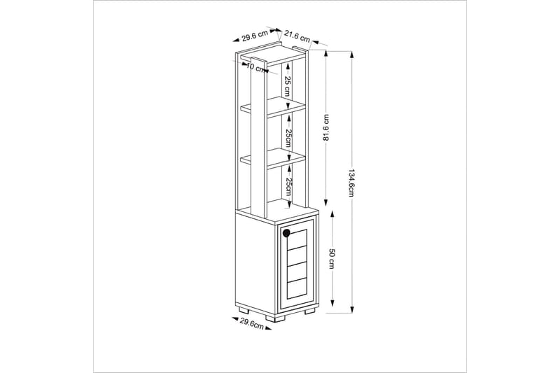 Anayurt kirjahylly 29,6x21,6 cm valkoinen/ruskea - Hanah Home - Säilytys - Hylly - Kirjahylly