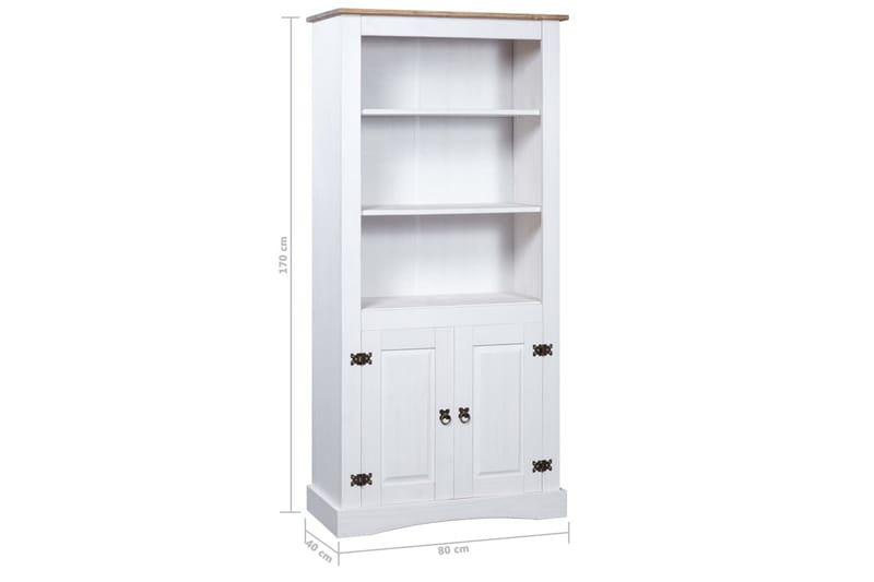 Astiakaappi Meksikon mänty Corona-sarja 80x40x170cm - Valkoinen - Säilytys - Hylly - Kirjahylly