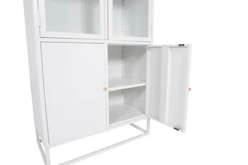 Bakal kirjahylly ovilla 80 cm lasia ja metallia - Valkoinen - Säilytys - Hylly - Kirjahylly