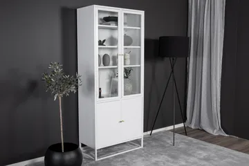 Bakal kirjahylly ovilla 80 cm lasia ja metallia - Valkoinen - Säilytys - Hylly - Kirjahylly