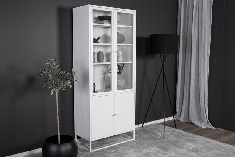 Bakal kirjahylly ovilla 80 cm lasia ja metallia - Valkoinen - Säilytys - Hylly - Kirjahylly