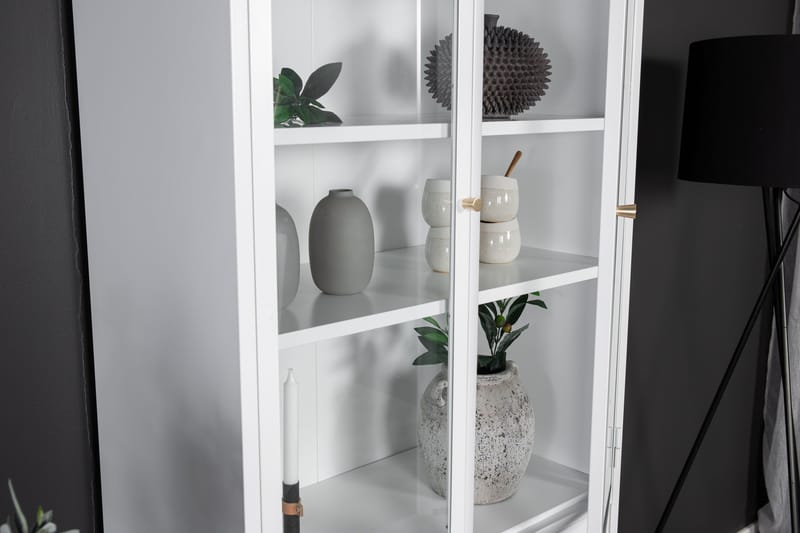 Bakal kirjahylly ovilla 80 cm lasia ja metallia - Valkoinen - Säilytys - Hylly - Kirjahylly
